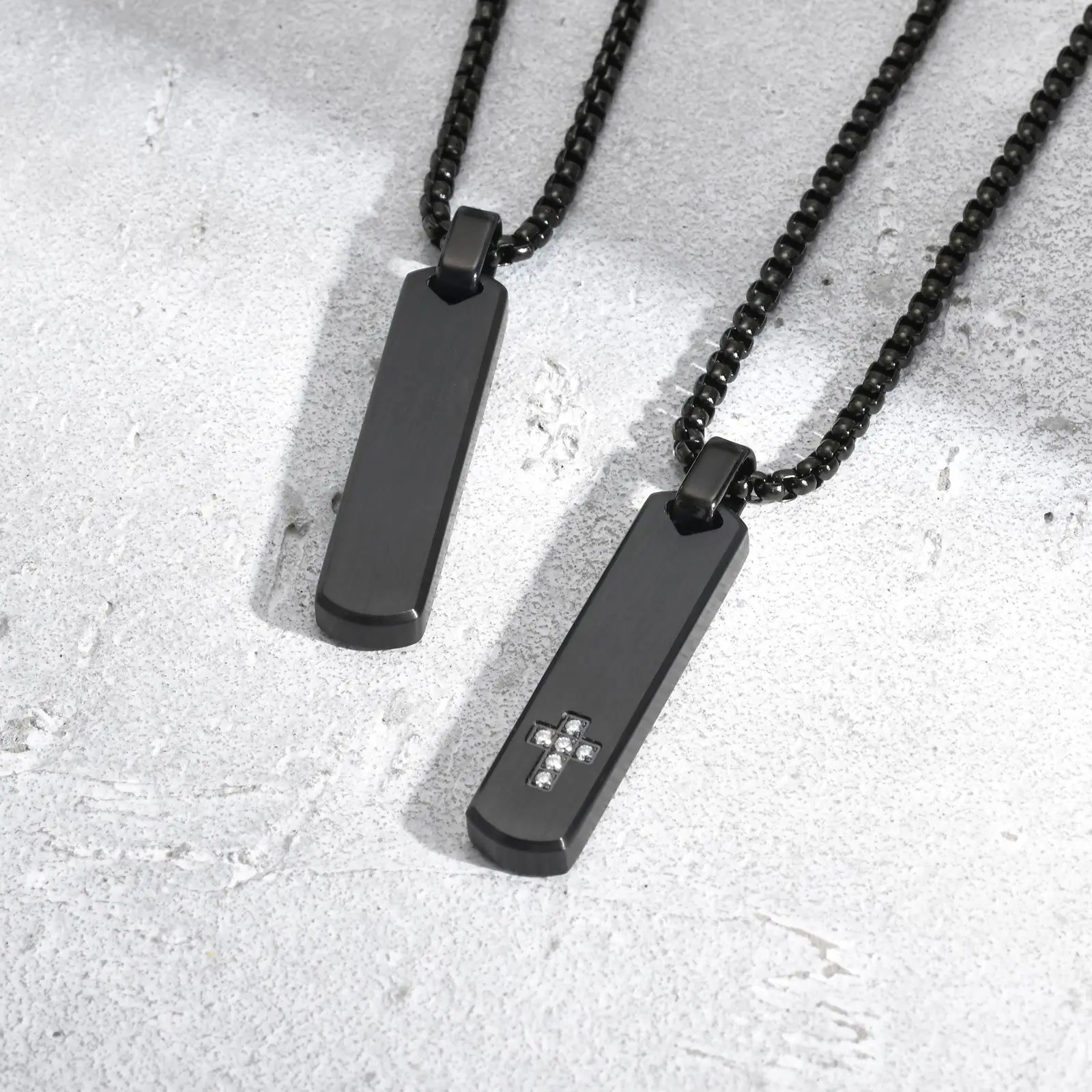 Kristalle Kreuz Dreidimensionale Rechteckige Geometrische Anhänger Edelstahl Männer Frauen Personalisierte Mode Halsketten Schmuck – Detail 5