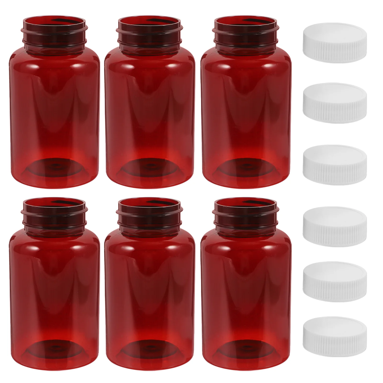 

6 Pcs Medicine Storage Accessories Pill Bottles with Caps Empty Container Jar Amber Plastic Pills The Pet Travel