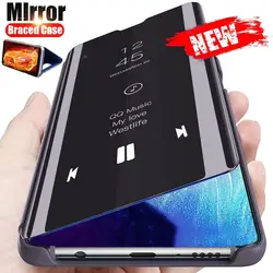 サムスン用ミラー付きオリジナル携帯電話ケース,サムスンギャラクシーs10/s9/s8/s7 plus note 9/note 8用カバー付きスマートフォンケース