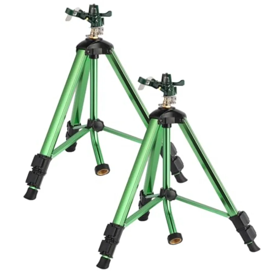 

Зеленый разбрызгиватель для воды из цинкового сплава с прочным штативом для сада, 360-градусное орошение большой площади, прочный фиксатор Flip Lock