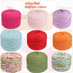 400g/Pc Thick Knitting Yarn T Shirt Yarn Elastic Fabric Cloth for Hand DIY Bag Blanket Cushion Crocheting Projects