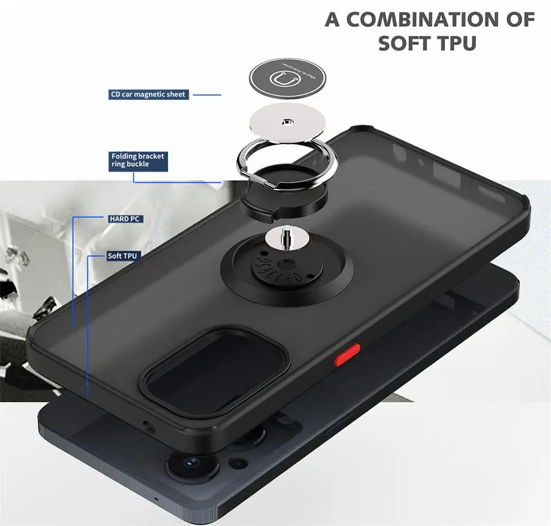 Oneplus Nord N20 5G GN2200 حافظة مقاومة للصدمات المغناطيسي حامل حلقة درع ماتي الغلاف الصلب قضية الهاتف ل Oneplus Nord N20 5G CPH2459
