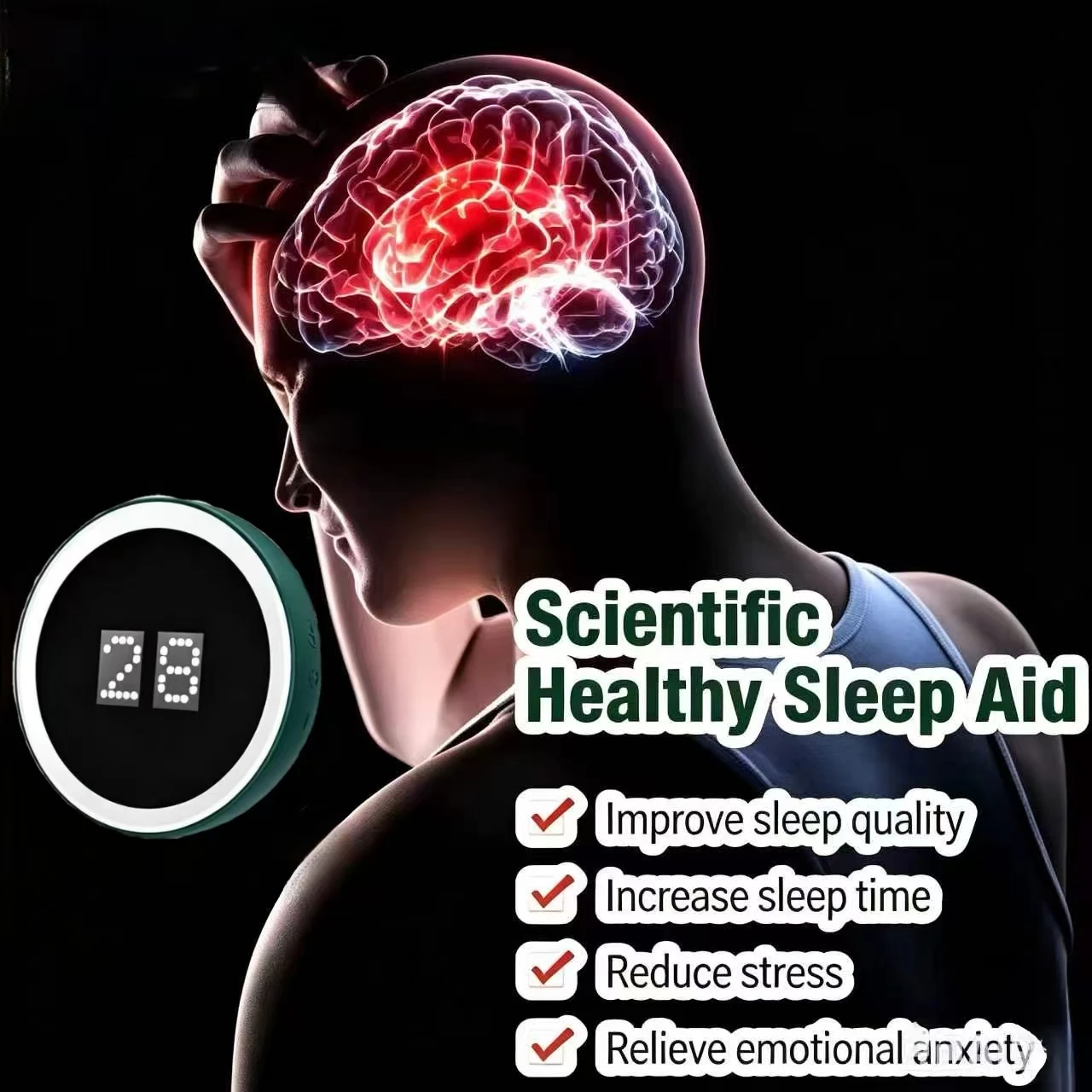 CES Cranial Electrotherapy Ear Clip Sleep Aid Device, Relieve Insomnia Sleepless Anxiety, Head Pain Relief Fast Sleep Machine