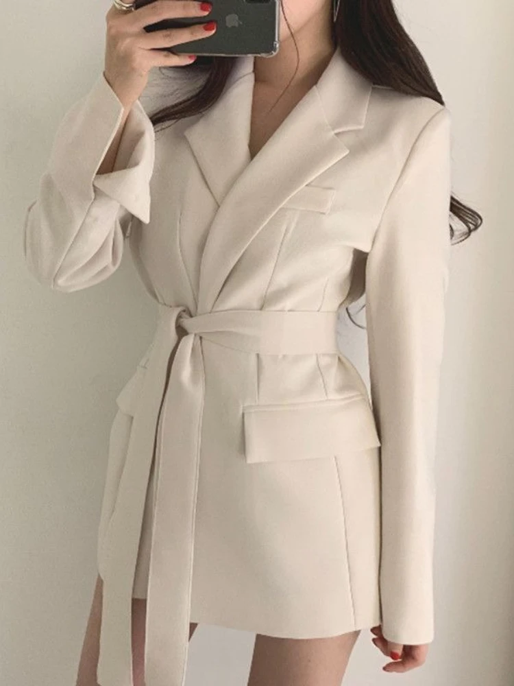 New in Premium Texture Small Suit Retro Hong Kong Style Korean Version Waist Lace-up Temperament Blazer Women Jacket Women Coat