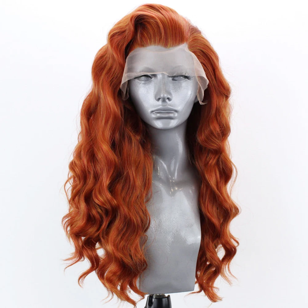 Bernardo Ginger Wigs for Women Synthetic Lace Front Wig Pre Pluceked Colored Wigs Synthetic Hair Silver Grey Red Lace Wig