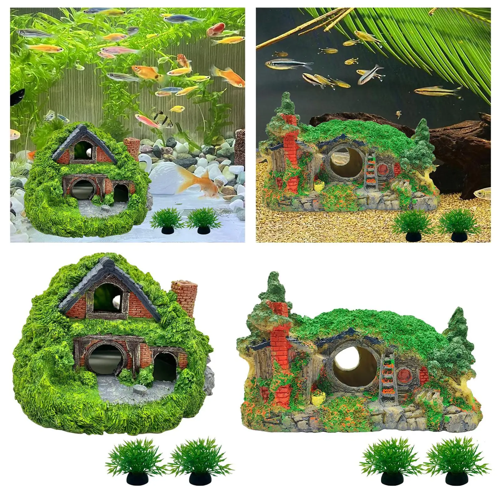 Aquarium Decor House Cave Small Fish Hideaway for Betta Fish Tank Accessories Fish Hideout Fish Tank Hut Ornament Hole Shelter