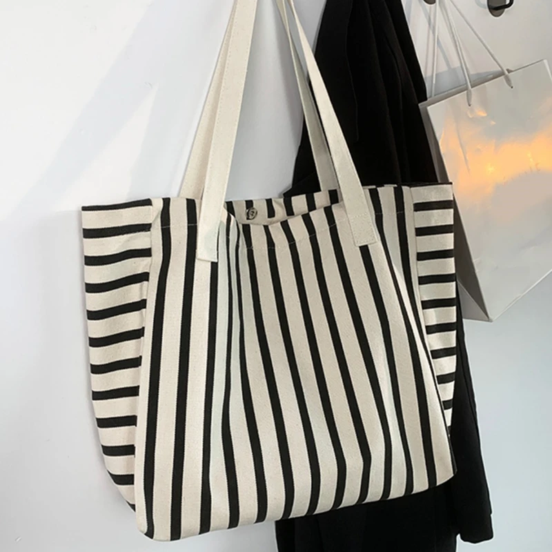 Summer Bags for Woman 2024 Stripe Designer Shoulder Crossbody Shopper Storage Bag Women Casual Canvas Handbag Tote Bag