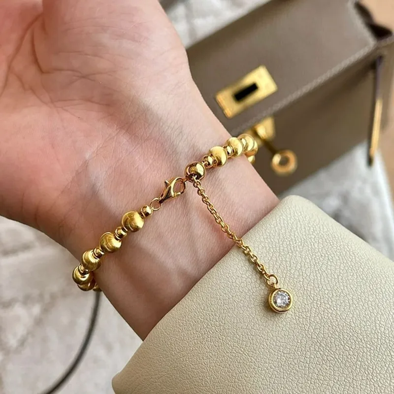 Laser Cat's Eyes Beads Charms Chain Bracelets Woman Girl French Maillard Style Trendy Chic Jewelry Taildrop Diamond Inlaid New