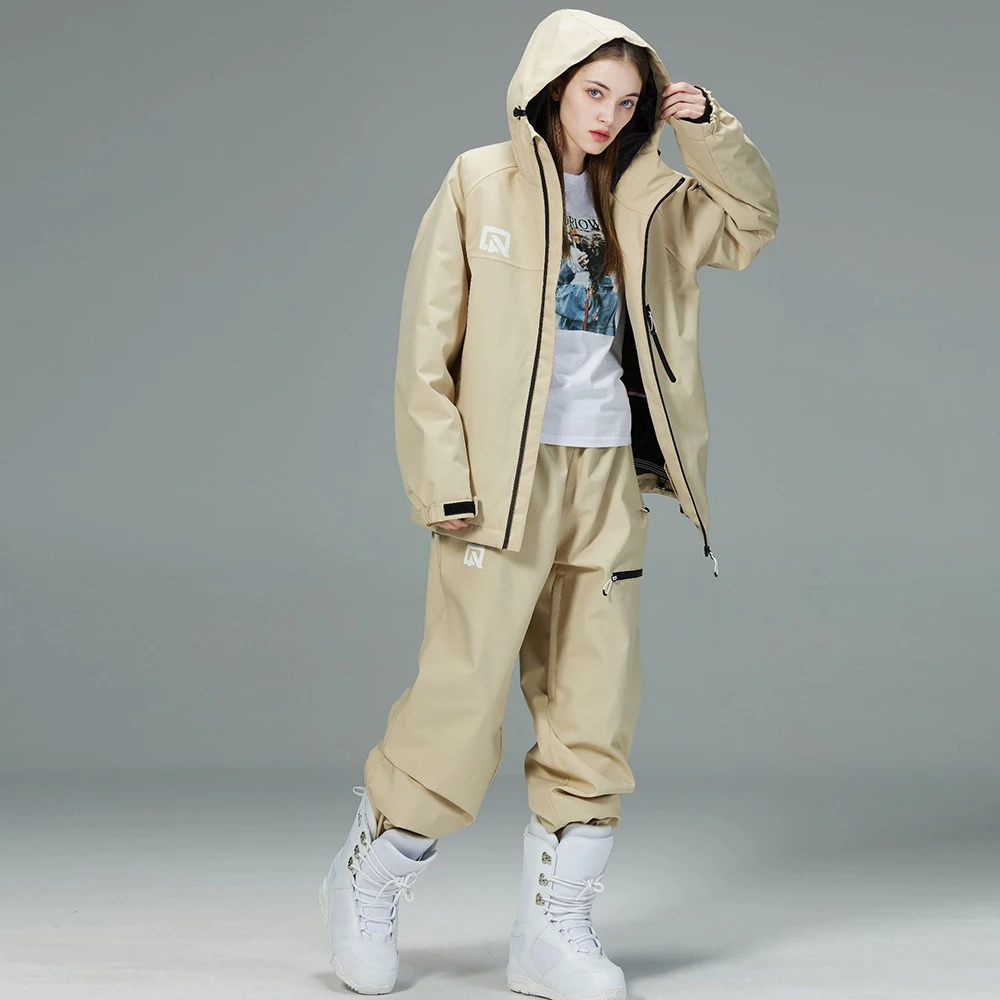 

Women ski suits, Ski Jacket +Ski Pants Warm Windproof Winter Overalls Hoodie Waterproof Outdoor Sports Clothing Snowboard
