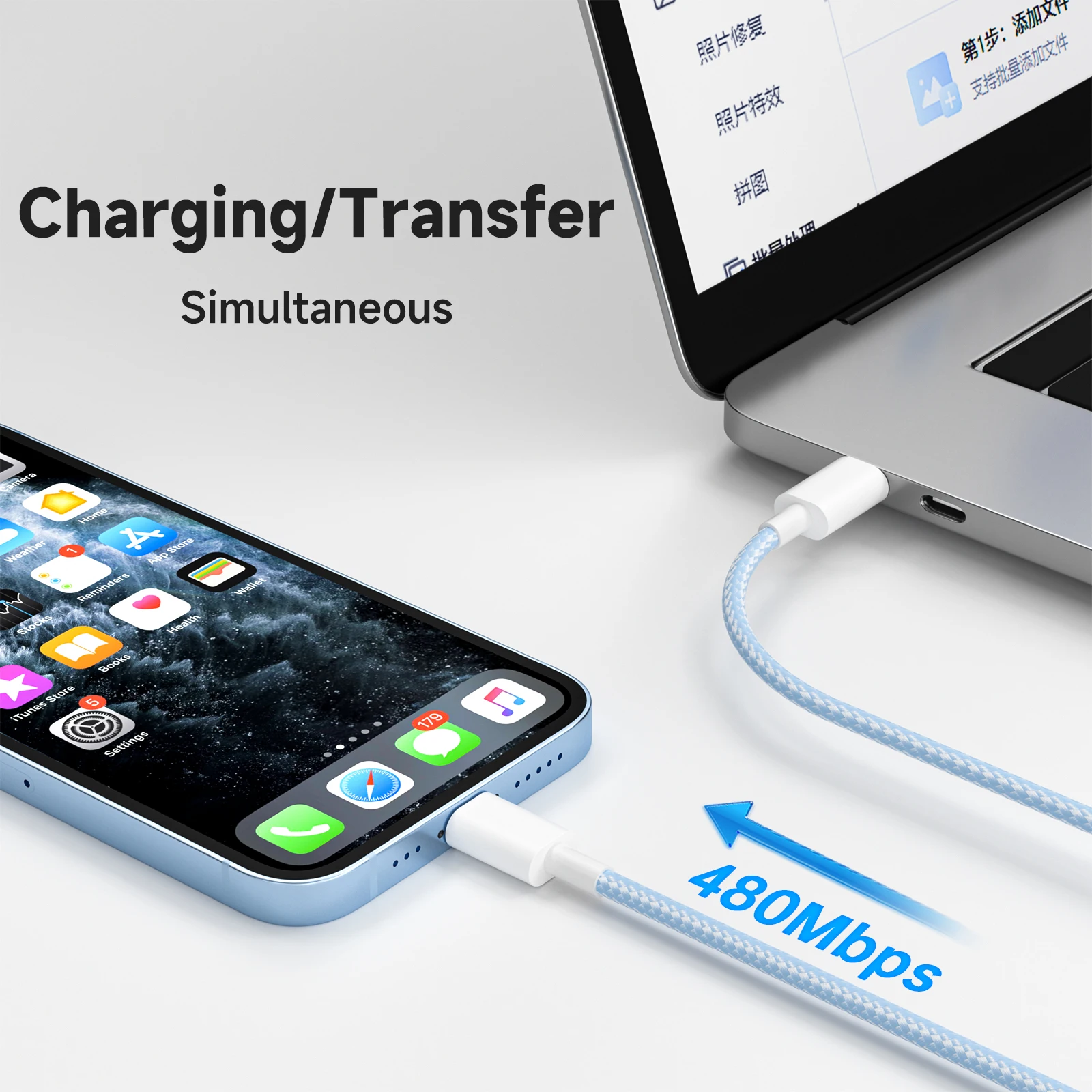 كابل USB من النوع C لهاتف آيفون ، كابل بيانات للشحن السريع ، لون لطيف ، PD 20 واط ، آيفون 14 ، 13 ، 12 برو ماكس ، آي باد ، Mini