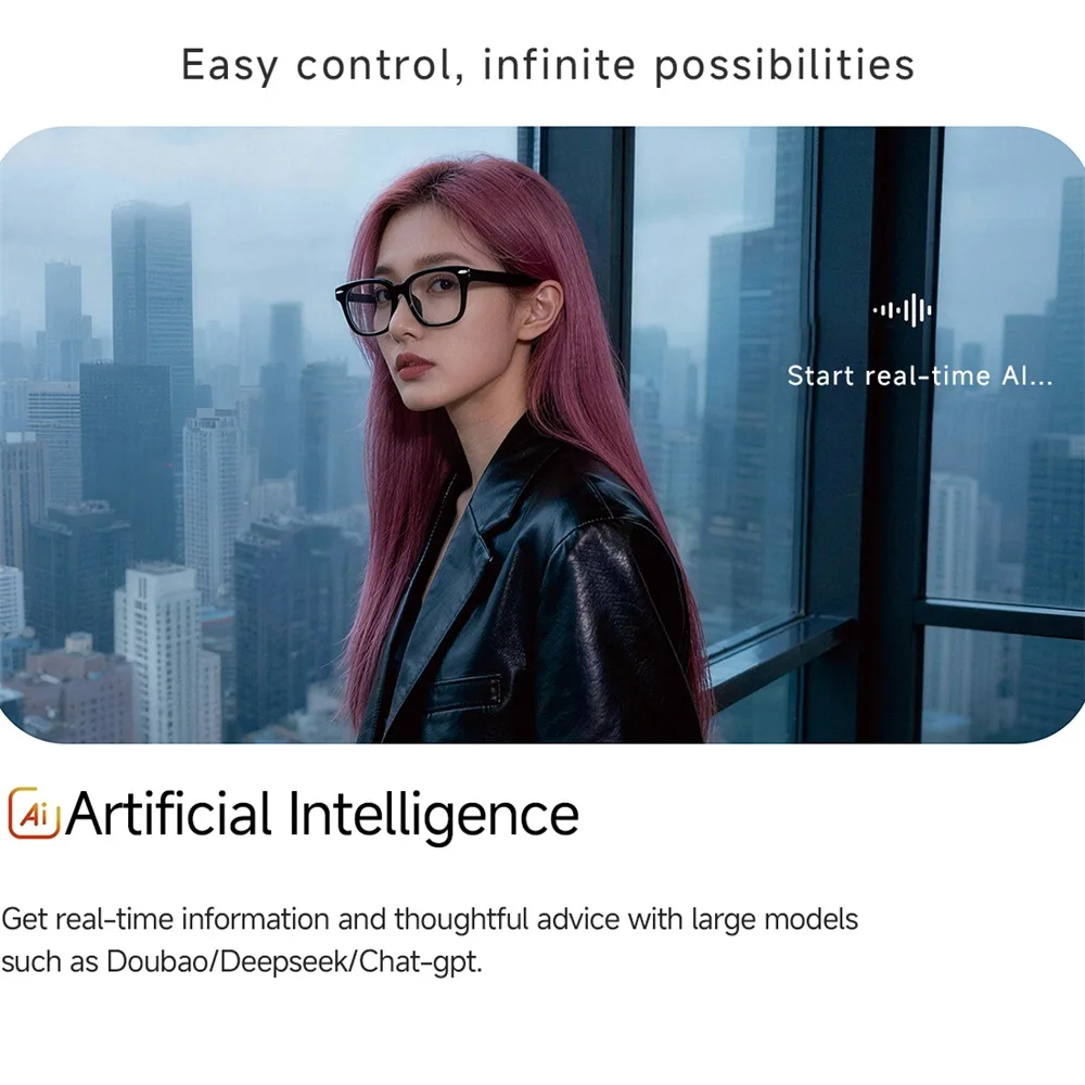 Smart Glasses Multilingual Translation Men Women Intelligent Glasses Voice Assistant Blue Tooth Call Music Playing Sunglasses