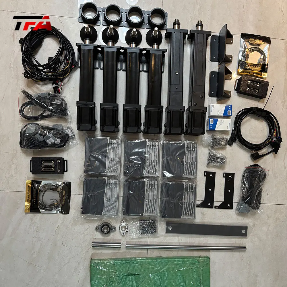 Black Aluminium Frame Sim Racing Cockpit Simulator 60mm Stroke Electric Cylinder 6 Acuators Motion G Force 5 DOF Movement Kit