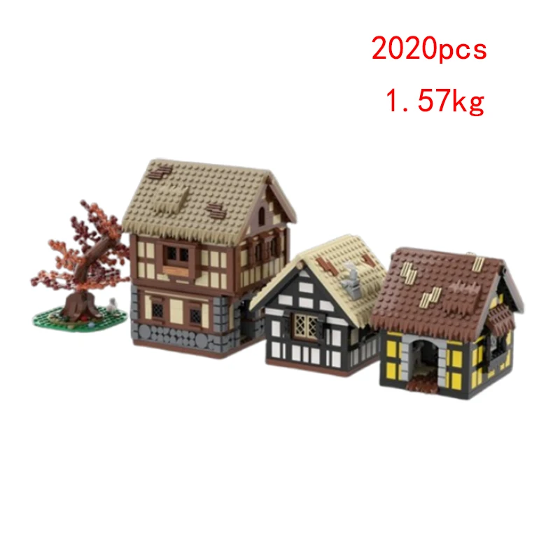 Spot MOC-198831 Small Medieval House Diorama Small Particle Assembled Building Block Building Model Toy