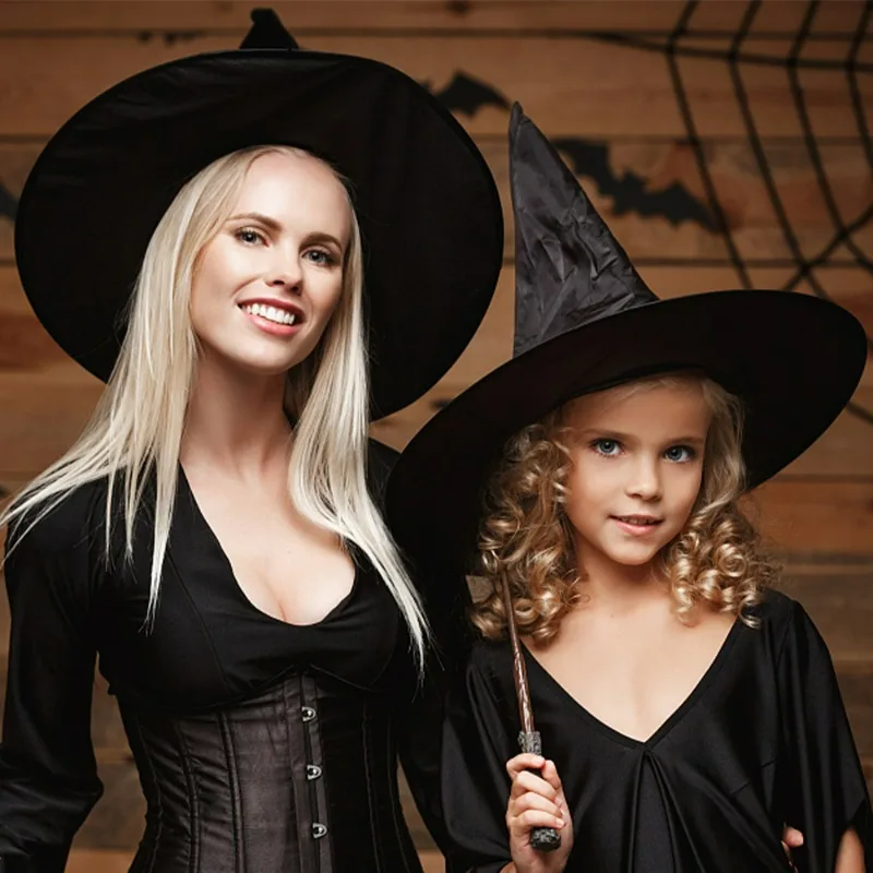 Black White Witch Hat Halloween Witch Caps Performance Costumes Props Halloween Party Halloween Diy Hanging Decoration Supplies