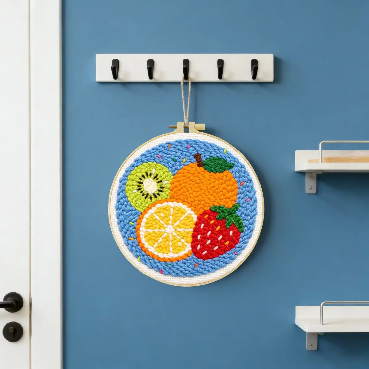 20X20CM/7,87 Zoll Früchte Punch-Nadel-Stickerei-Set, Stickerei-Kit, Gestrickte Stickerei, DIY Handgemachtes Geschenk, Nadelkunst – Detail 2