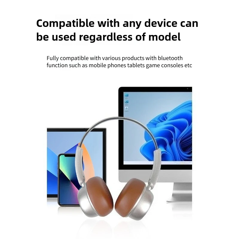 Retro-Headset, leicht, kabellos, Bluetooth, hochwertiges High-Fidelity-Stereo, starker Bass, Rauschunterdrückung, Musikbekleidung, TravelFitness