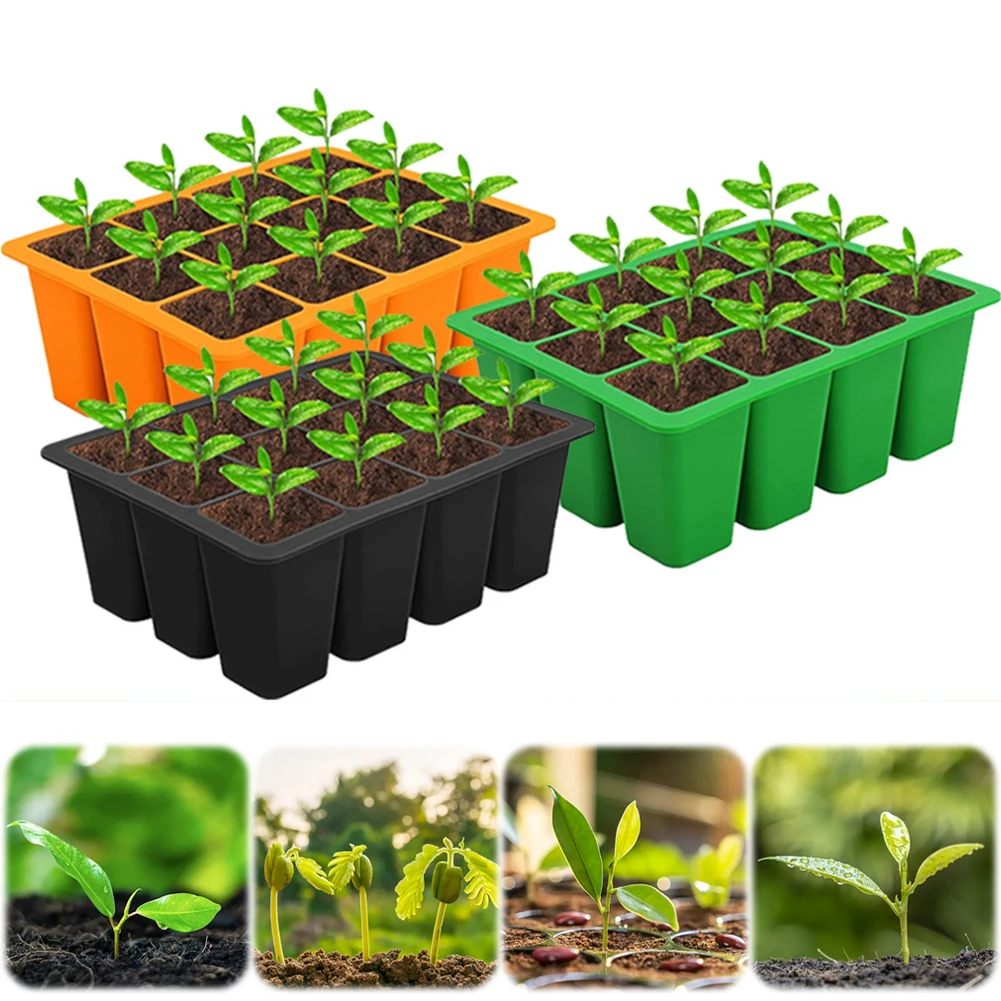 

12 Holes Silicone Seedling Starter Trays Breathable Flower Plant Seed Grows Box Reusable Seed Propagation Container