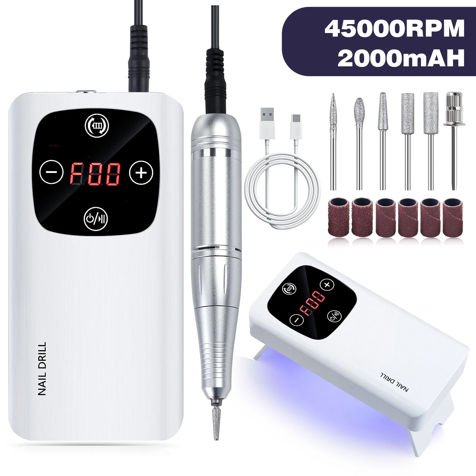 Professional UV LED Nail Lamp with 45000 RPM Nail Drill Machine 2-in-1 Salon Manicure Equipment Set