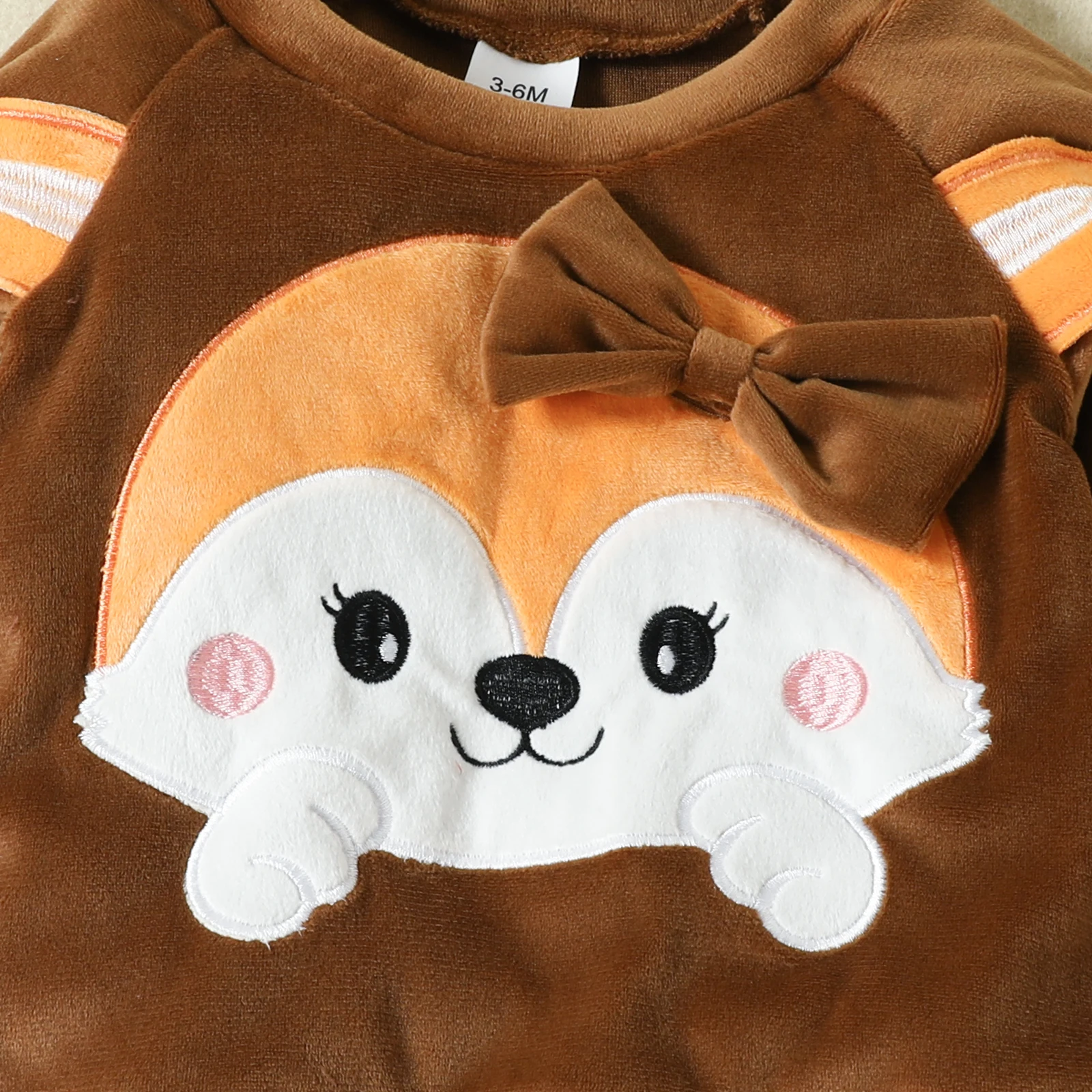 Baby Fleece Clothing Girls Cute Bow Fox Fluff Long Sleeve Pants 0-3 Years Autumn / Winter Comfortable Baby Suit