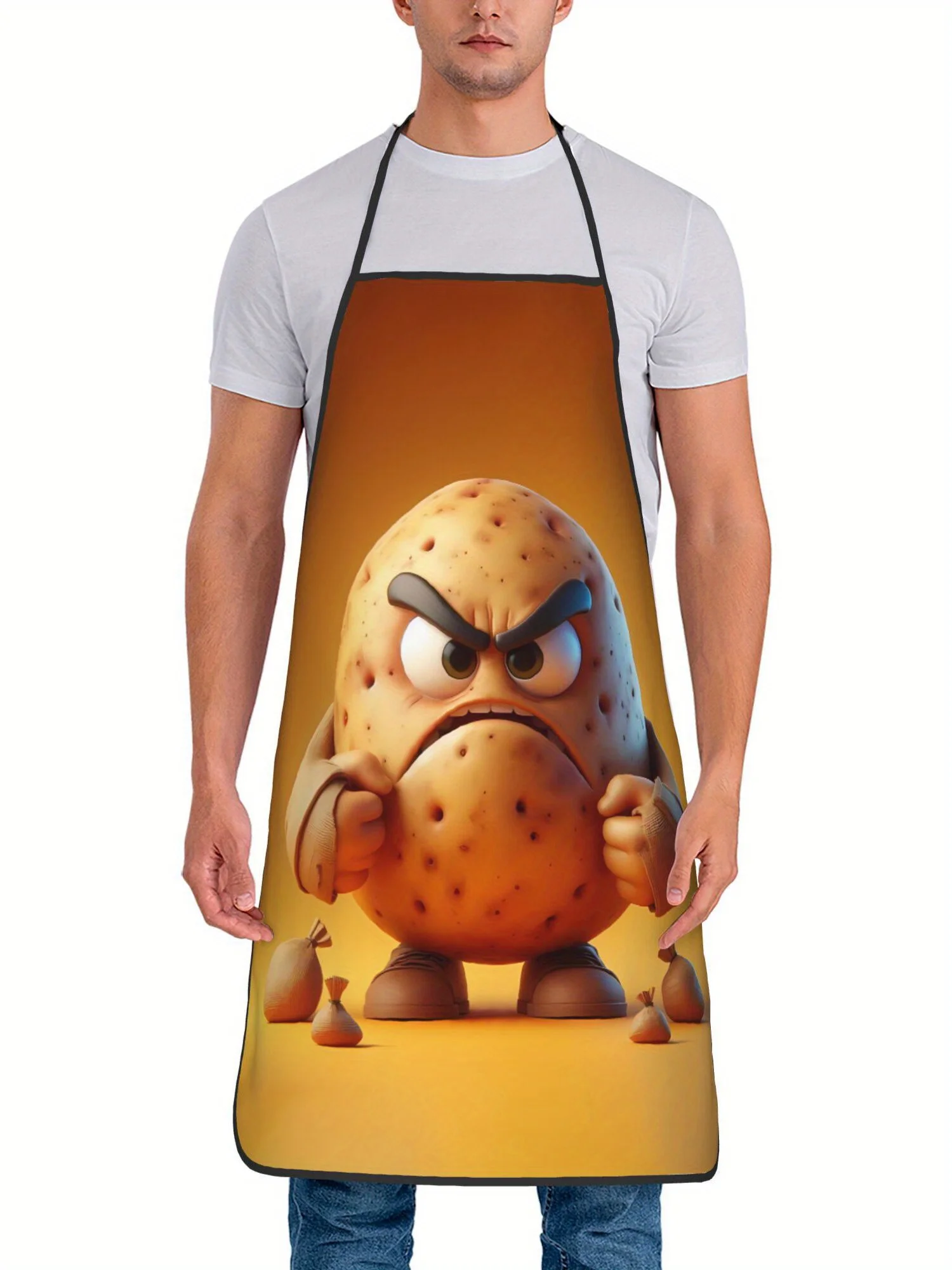 One Piece Potato Themed Creative Retro Design Apron Suitable For Crafts Baking Painting Cleaning Cooking Chef Waiter Cafe Apron