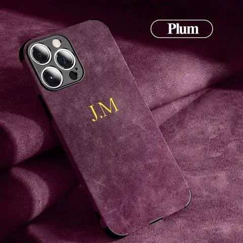 Personalised Case For iPhone 18 16 15 14 13 12 11ProMax Customized Name Initials Letters Lambskin Leather Cover 15 14 13 Pro Max