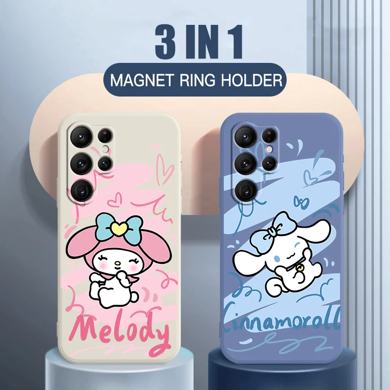 

Cinnamoroll My Melody Sanrio Liquid Rope For Samsung Galaxy S24 S23 S22 S21 S20 FE S10 Ultra Plus Lite 5G TPU Phone Case