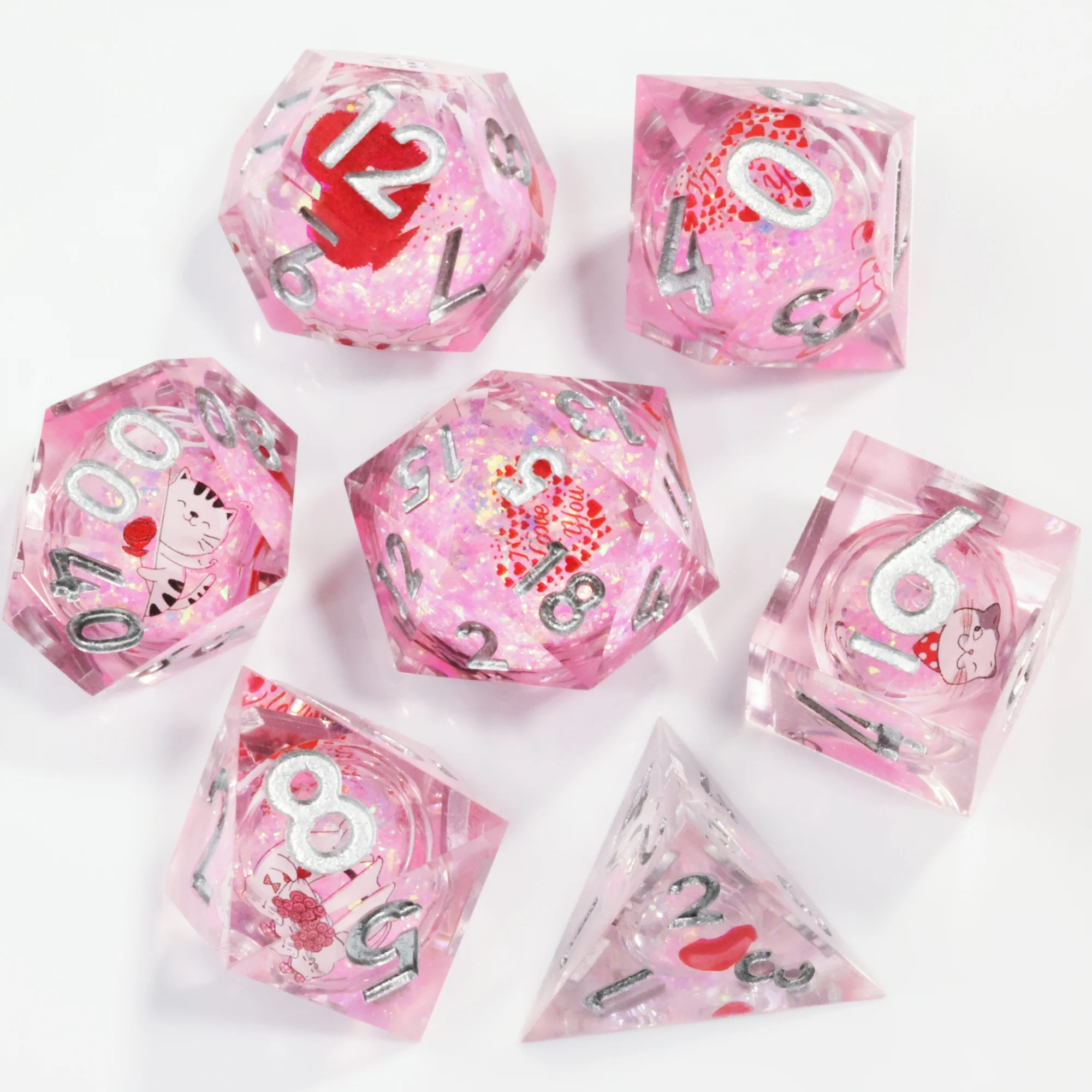 MINI PLANET D&D Liquid Core Dice Set Handmade Resin Dice for TRPG Dungeons&Dragons Tabletop Gaming Double-Layer DND Dice D6 D20