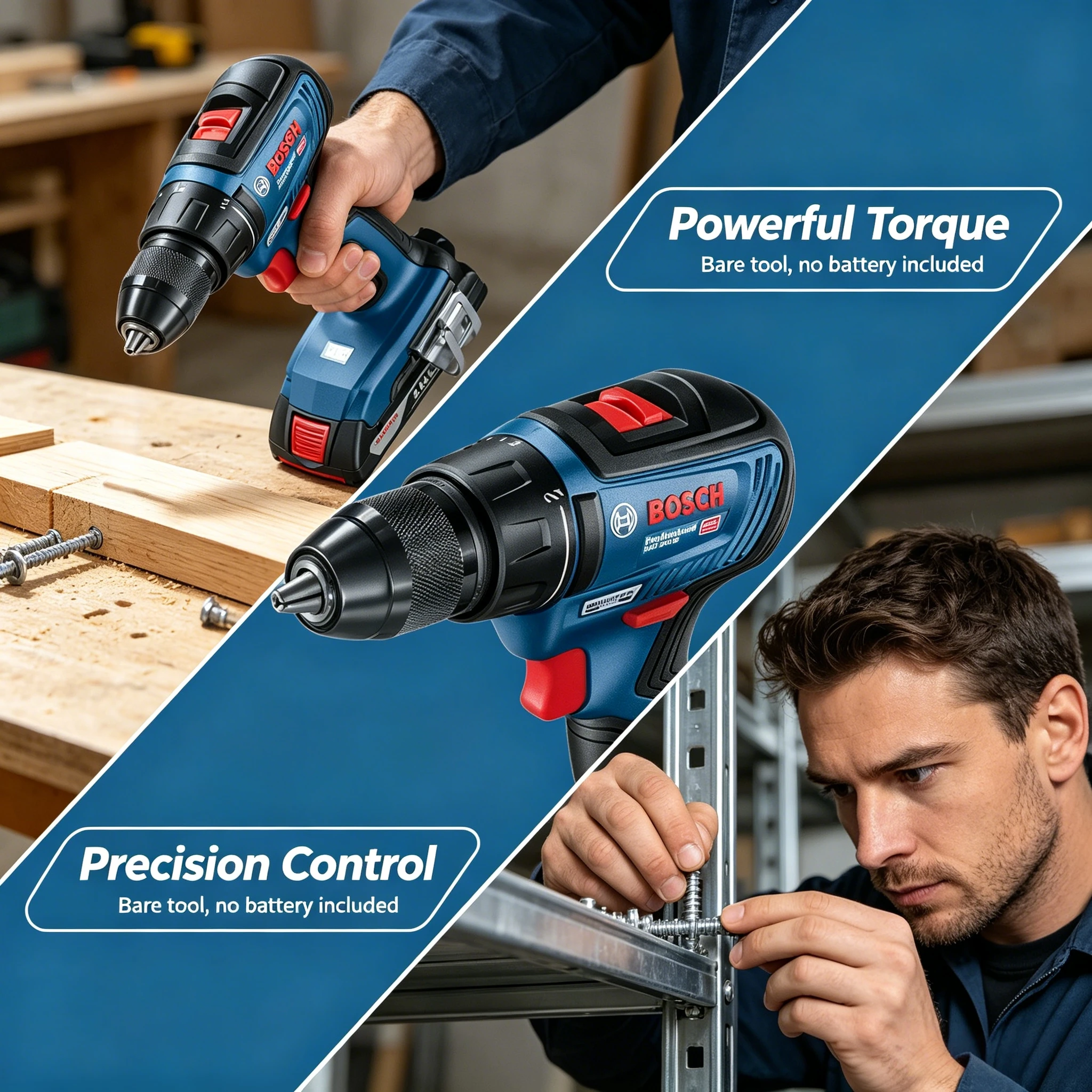 Professional BOSCH GSR 18V-50 Wireless Hand Drill Ergonomic Anti-slip Grip Built-in LED Small Space Repair Tool