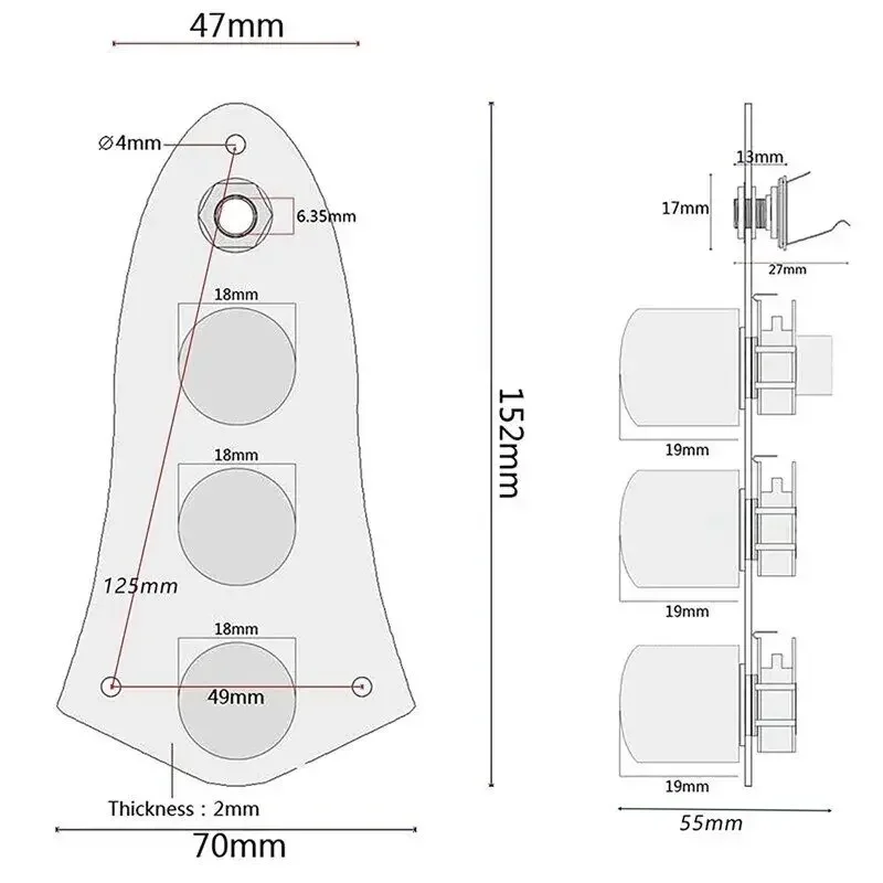 

Yue Yun Music Store-pre-wired control board for jazz bass guitar W/ harness push-pull potentialiometer-Hot Sale