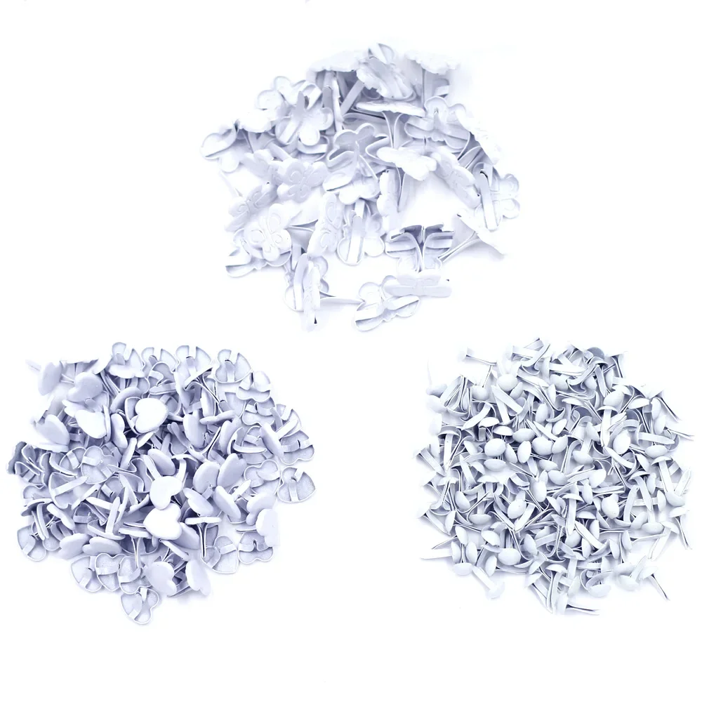 500Pcs Rivets Studs Brads Spikes Gray Round Heart Butterfly Animal Metal For Clothes Embellishment Scrapbooking Fastener