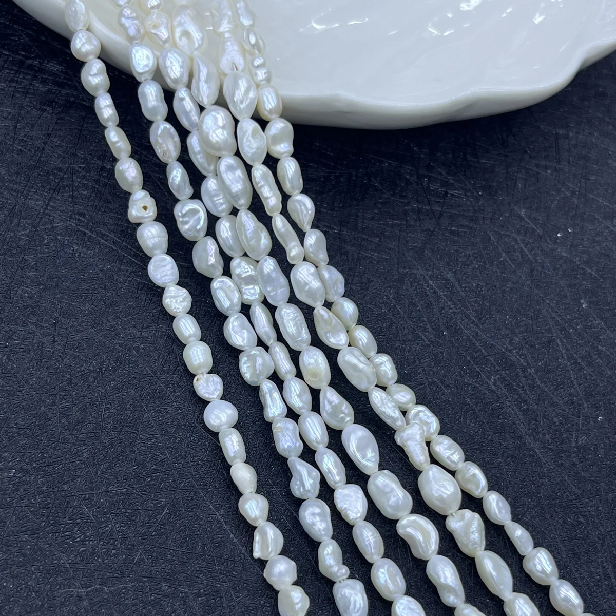 Natural Freshwater Pearl Strand Loose Beads - 6‑7mm Natural White Baroque Freshwater Pearl
