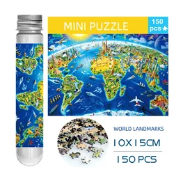 150PCS Mini Test Tube Jigsaw Puzzles World of Curiosities Landmarks Decompression Toy Fridget Puzzle Game Family Decoration