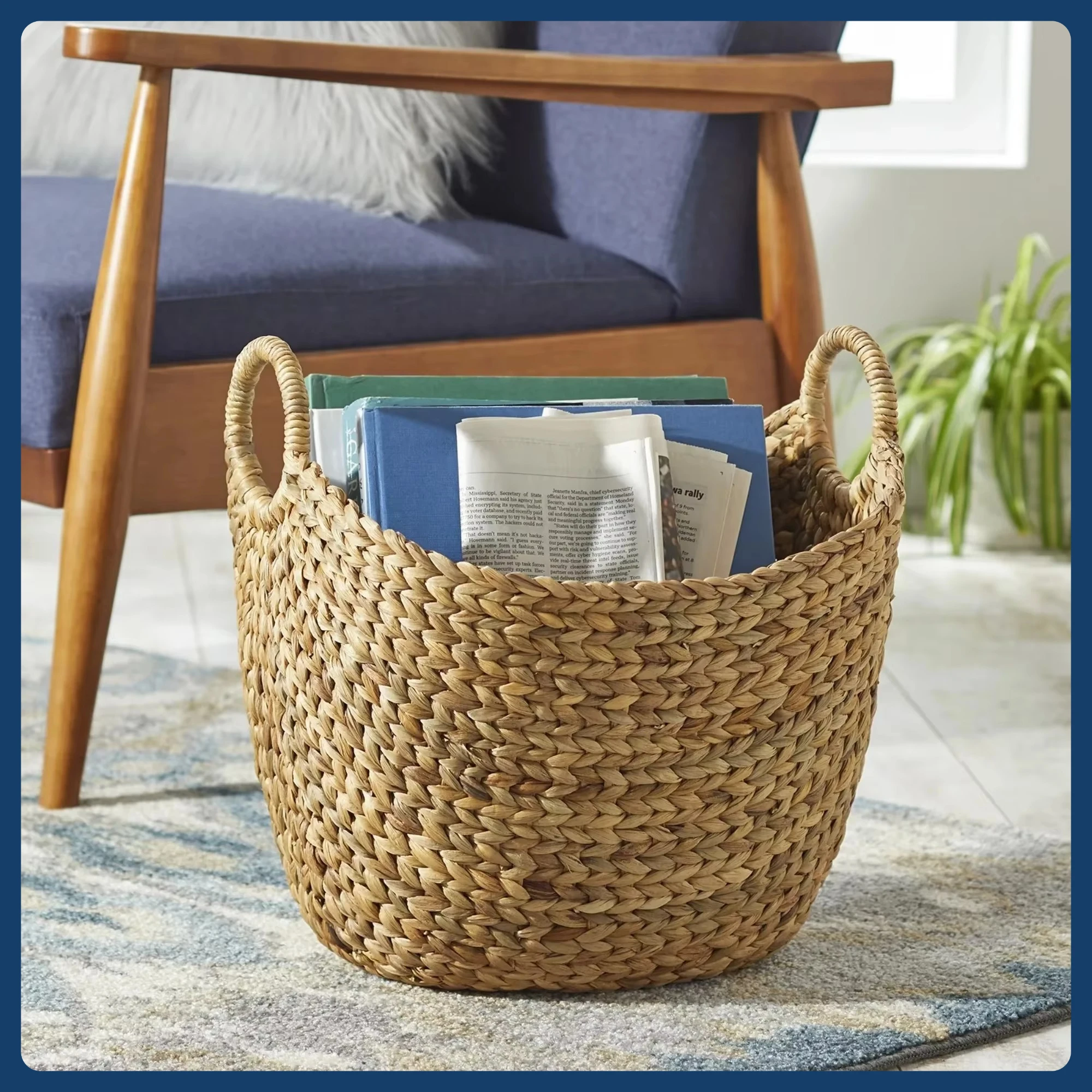 Extra Large Natural Water Hyacinth Storage Basket | Eco-Friendly Boat Shape for Blankets, Toys & Home Organization