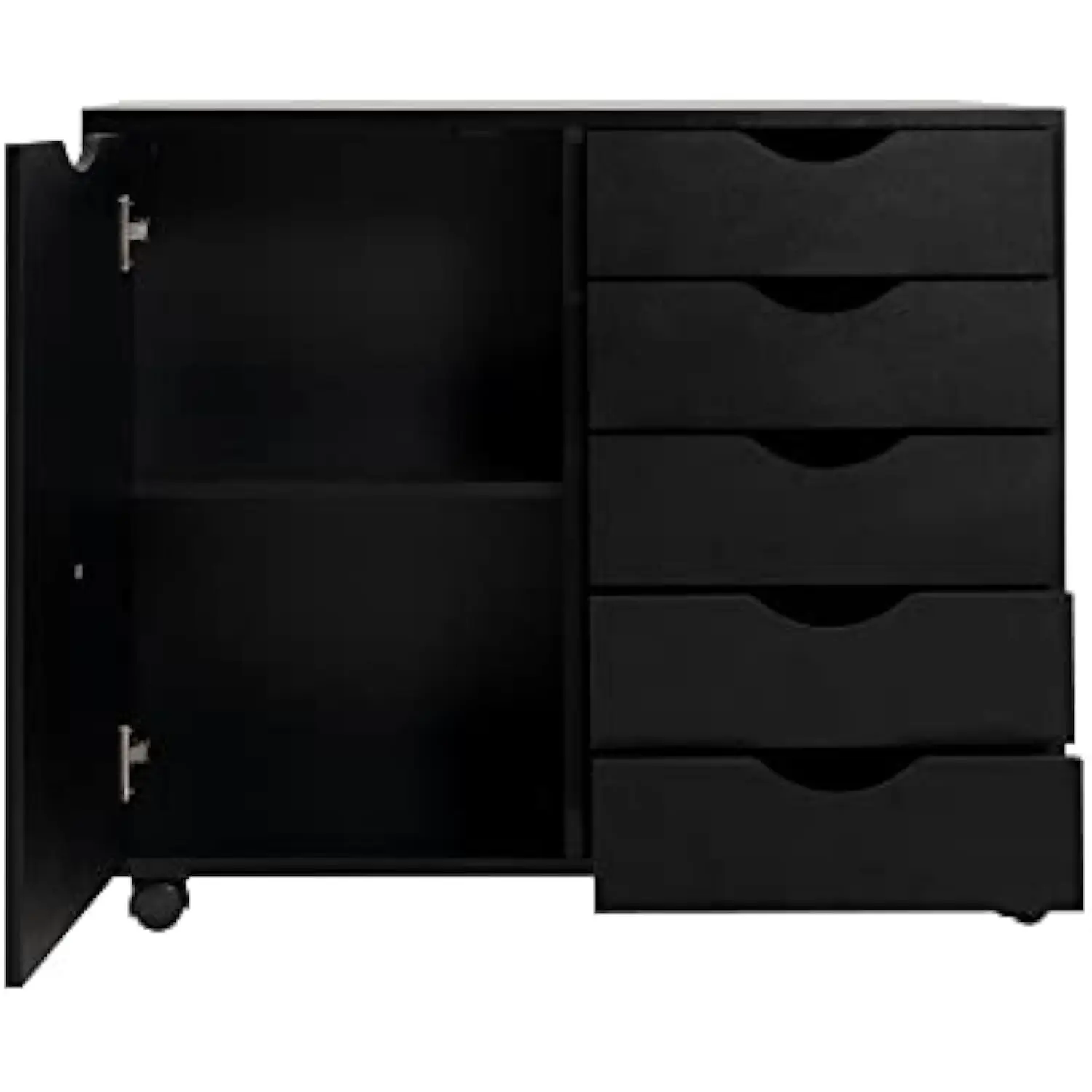 

Amy 5 Drawer Chest, Wood Storage Dresser Cabinet with Wheels, Craft Storage Organization, Makeup Drawer Unit for Closet, Bedro