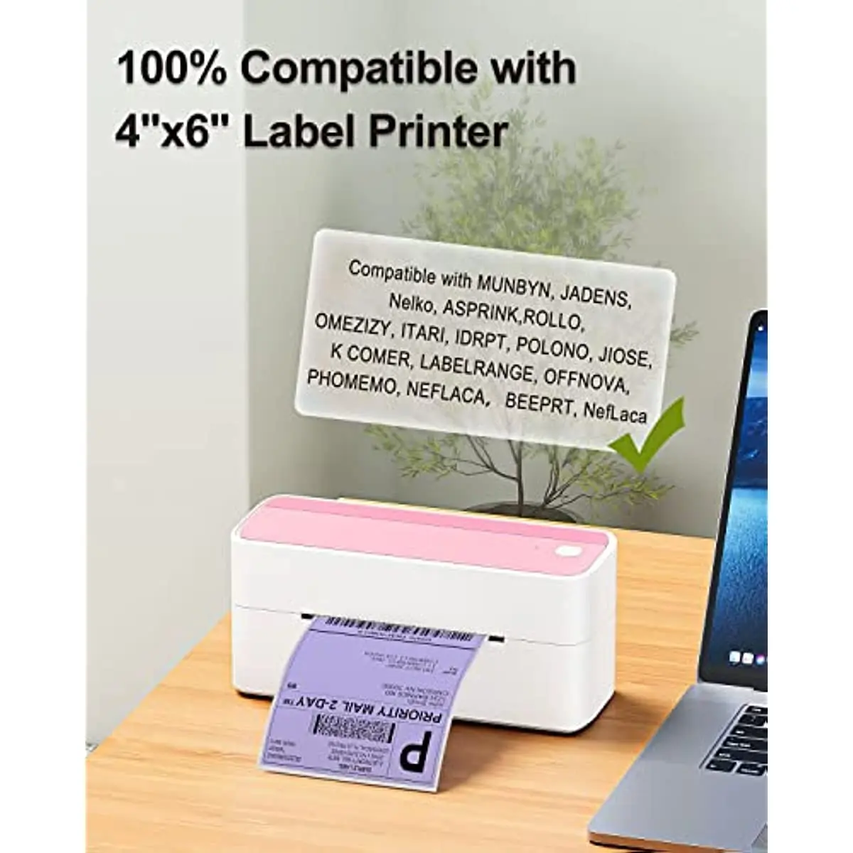 Phomemo 4x6 Label termal untuk pengiriman Printer - 500 buah Label surat ungu 4x6 Label termal langsung lipat BPA gratis