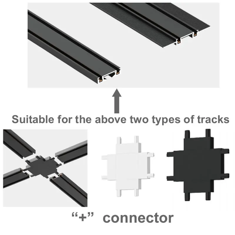 Ultrathin Magnetic Rail Track Connector Black White Sruface Mounted Recessed Led Spotlights Home 48V Power Input Module