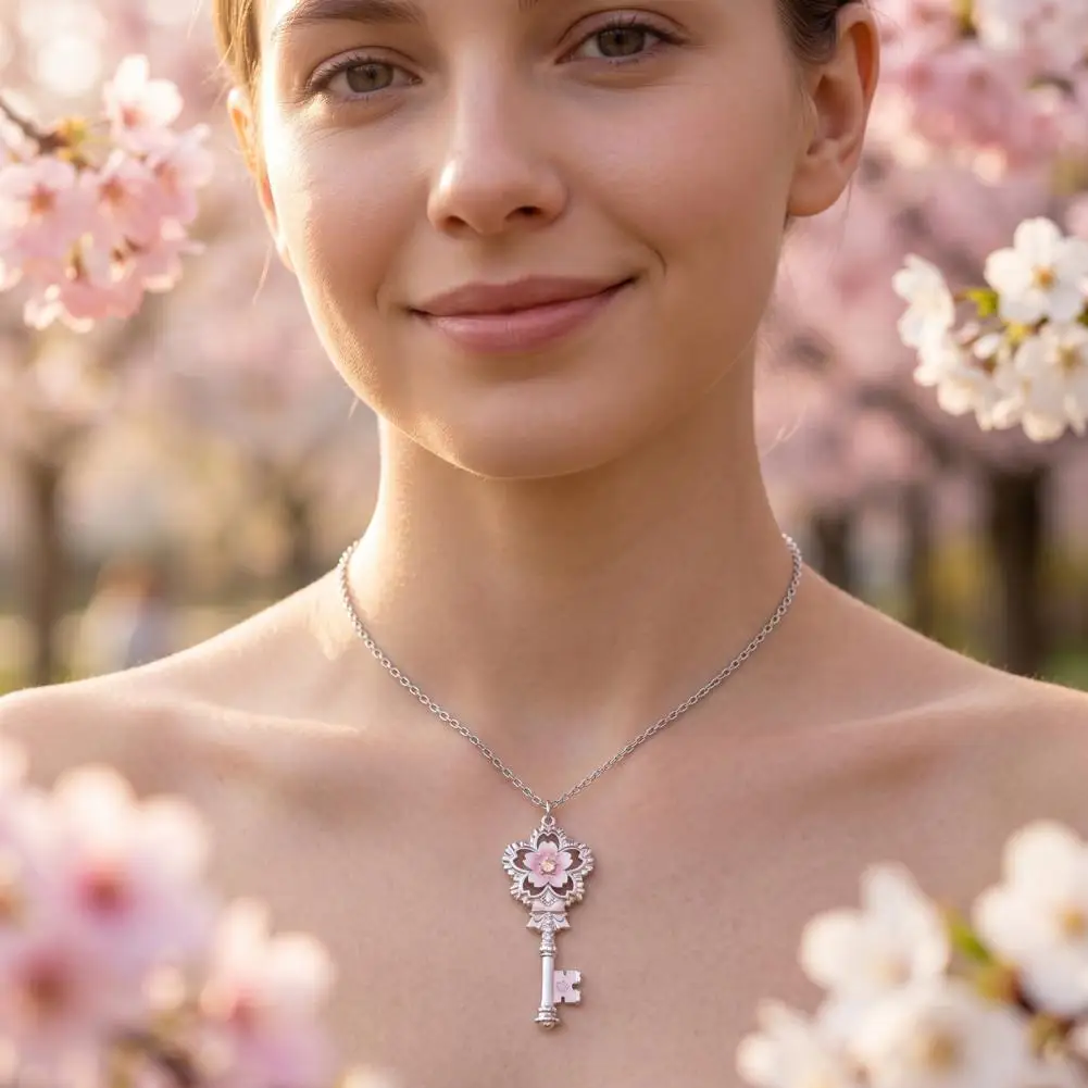 Vintage Big Key Pendant Long Chain Necklace For Women Girl Birthday Gift Enter University Gift Costume Jewellery Necklace