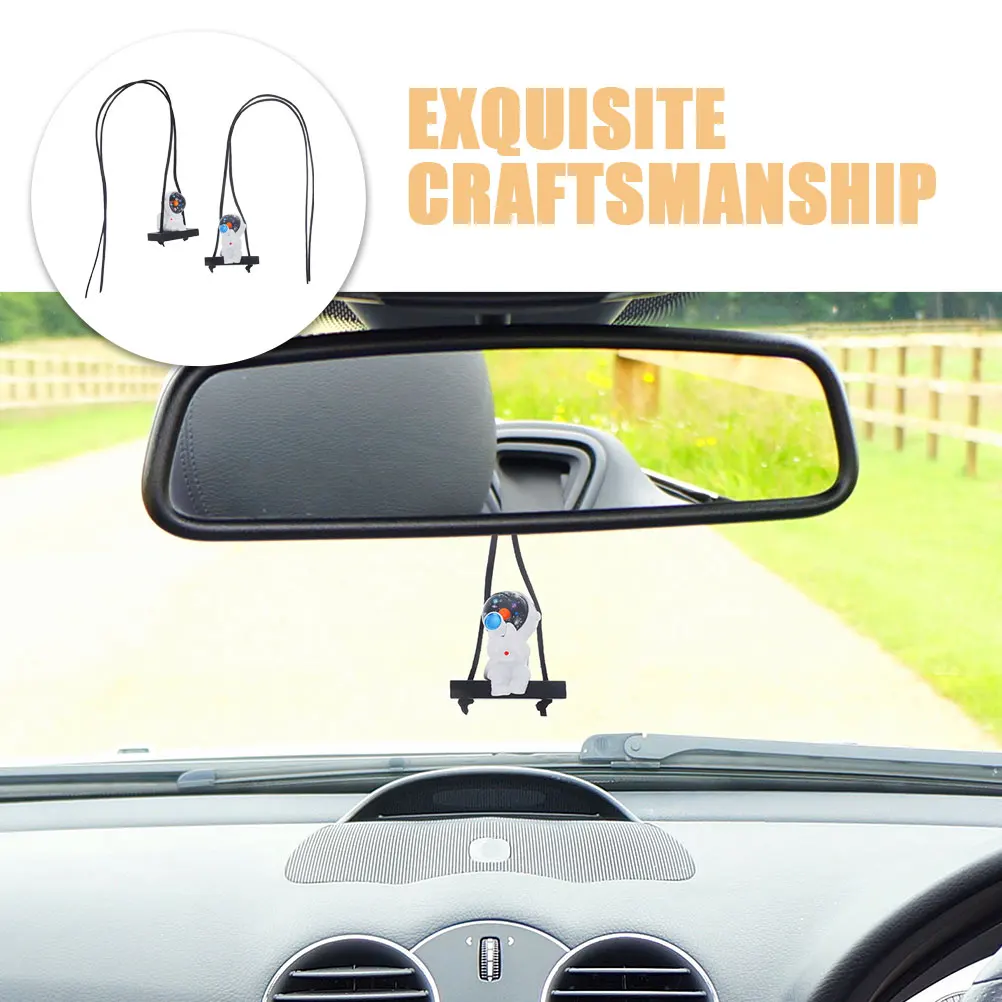

2Pcs Astronaut Car Decoration Resin Hanging Ornaments Interior Aesthetic Rearview Mirror Accessories Charm Pendant Decorations