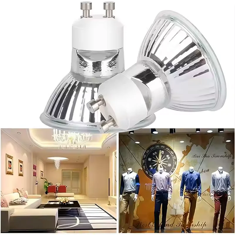 Gu10 Base Lampara 220v Halogen Bulb Spot Light,hal-gu10 Wholesale 50w Glass White Halogen Light 50 Watt