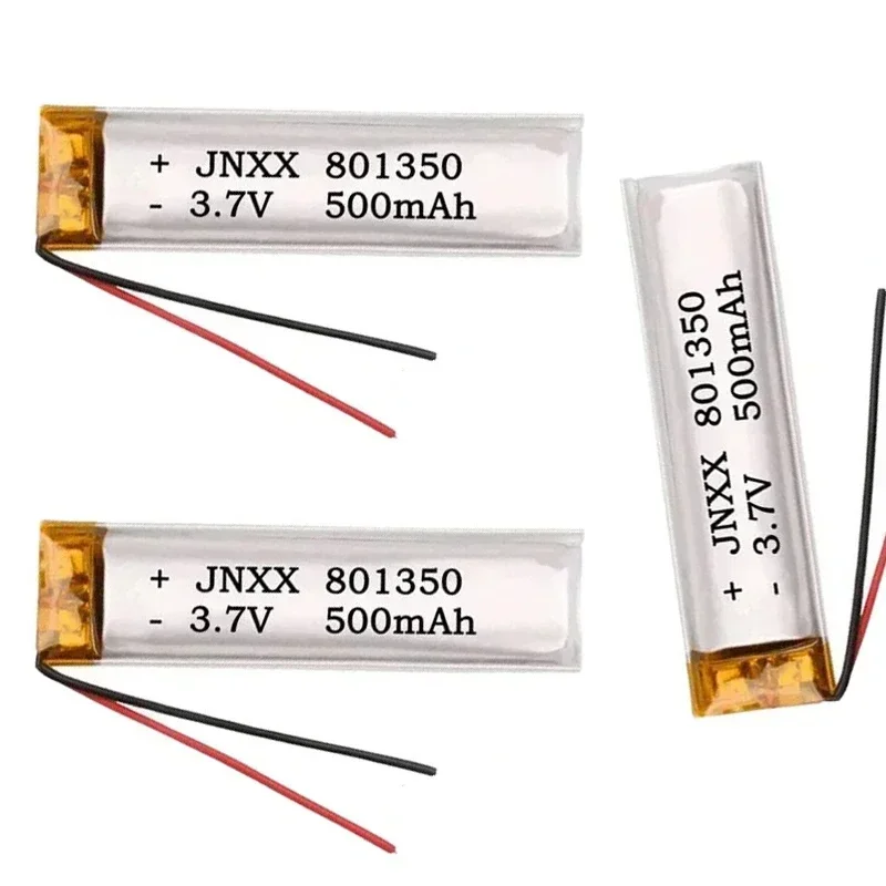 New 3.7V Polymer Lithium Battery Real Capacity 801350 500mAh Suitable for Small Fan Electric Toothbrush Bluetooth Headset GPS
