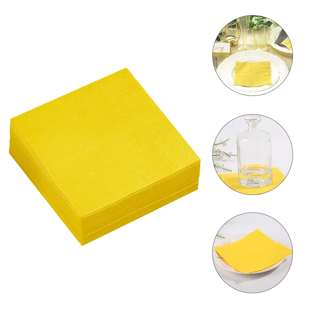 

80 Pcs Paper Napkins Decorative Party Dining Table Thicken Tissue Yellow Birthday Favors Supply