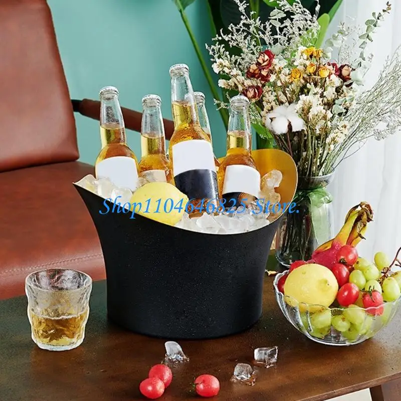 Elegant Stainless Ice Bucket with Handle Large Ingot Ice Pail Container