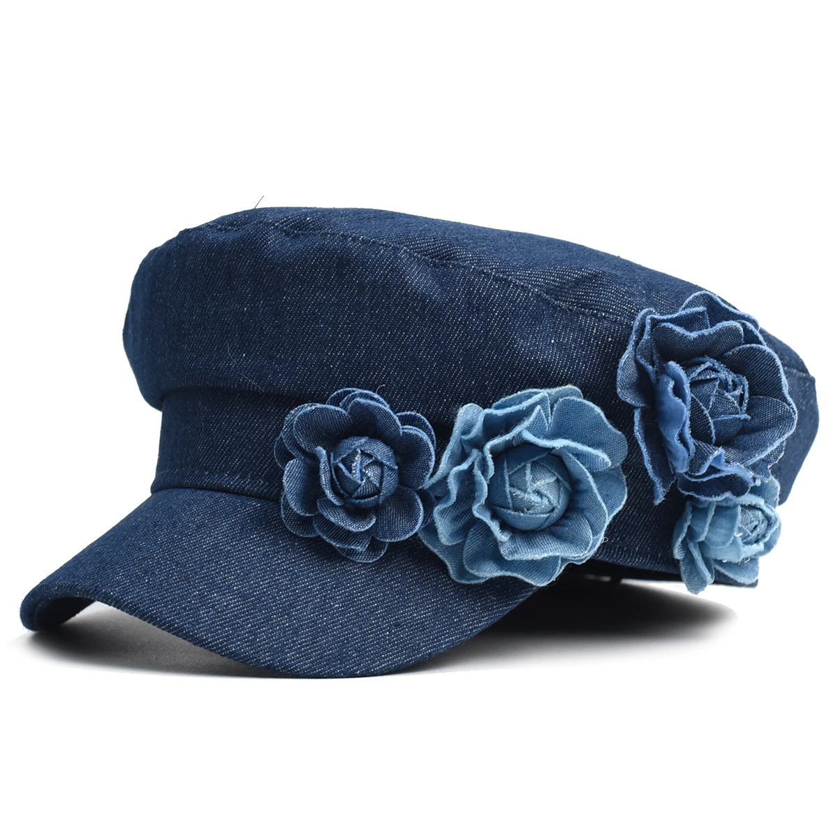 New Flower Denim Beret Hats Spring Autumn Female Trendy Women Camellia Painter Caps Casual Cotton Beanie Hats