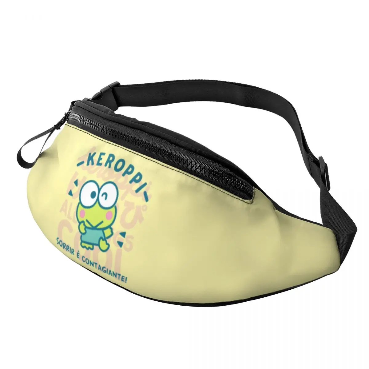 

Custom Keroppi Cartoon Fanny Pack Men Women Cool Anime Crossbody Waist Bag for Traveling Phone Money Pouch