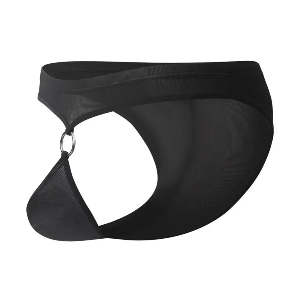 

Sexy Lingerie Men Open Crotch Front O-Ring Briefs G-String Seamless Panties Breathable Low Rise Underwear Ultra-Thin Underpants
