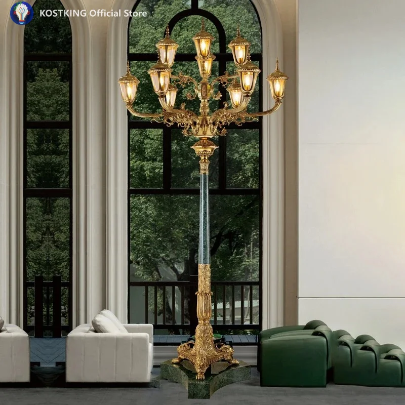 All copper, large, living room, floor lamp, European style, villa, hotel