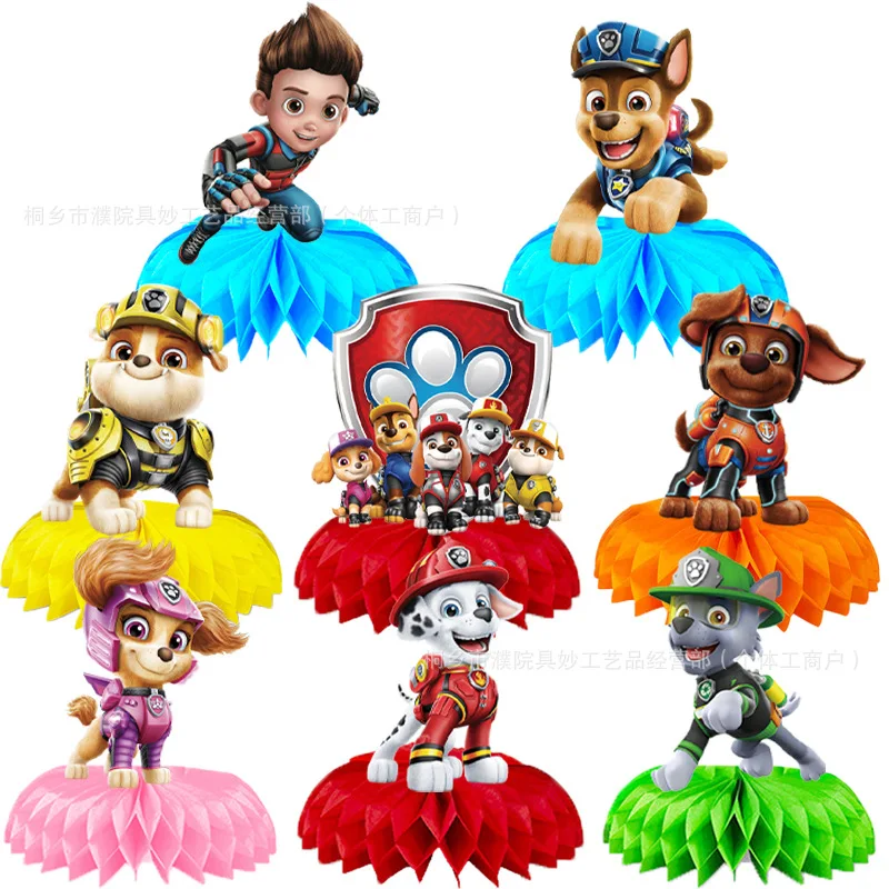 8PCS Paw Patrol Honeycomb Desktop Decor Centerpieces Baby Shower Birthday Party Table Decorations Supplie Kids Party Supplies