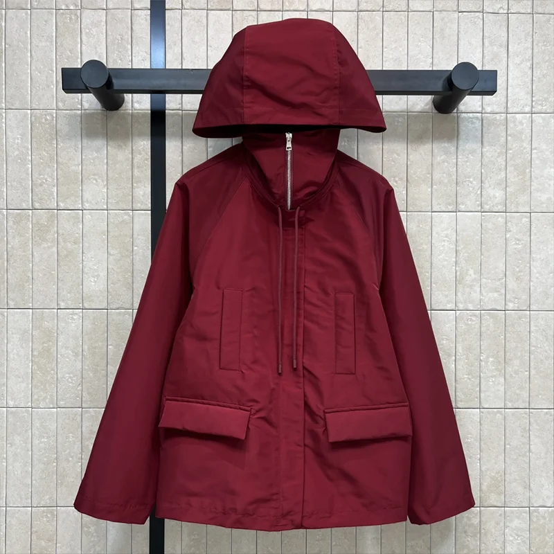 

High quality Spring/Summer style hooded windproof women's coat, simple and elegant trench woman clothes 25121905