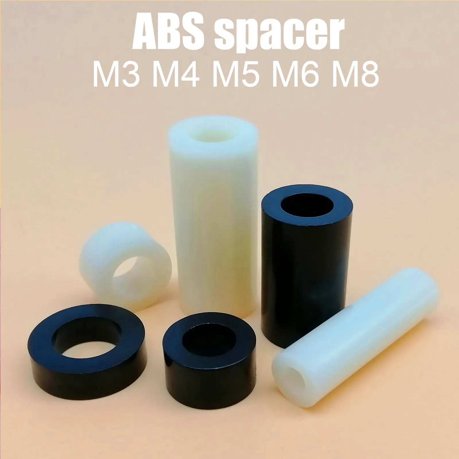 HZYUEGOU 25X M3 M4 M5 M6 M8 Schwarz Weiß ABS Nylon Gewindelose Distanzbolzen Hohle Runde Distanzscheiben für Leiterplattenunterstützung TV-Installation – Detail 3