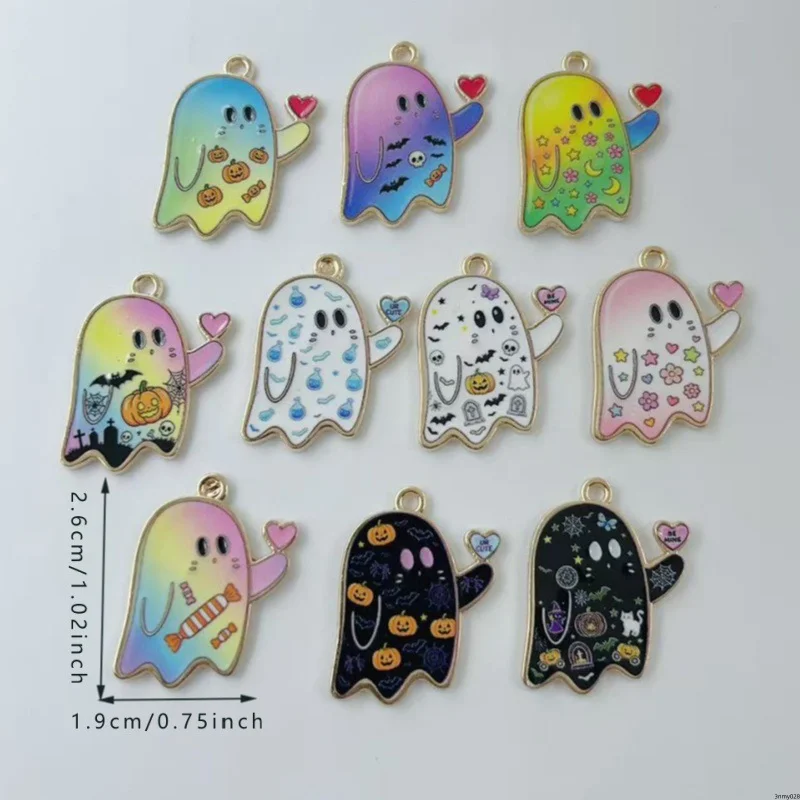 10pcs multi pattern cute animal zinc alloy pendant Halloween pumpkin candy butterfly DIY earrings necklace accessories in stock image 6